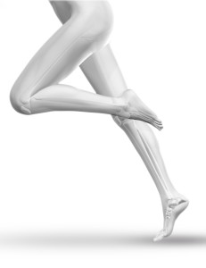 3D render of a female medical figure with skeleton running
